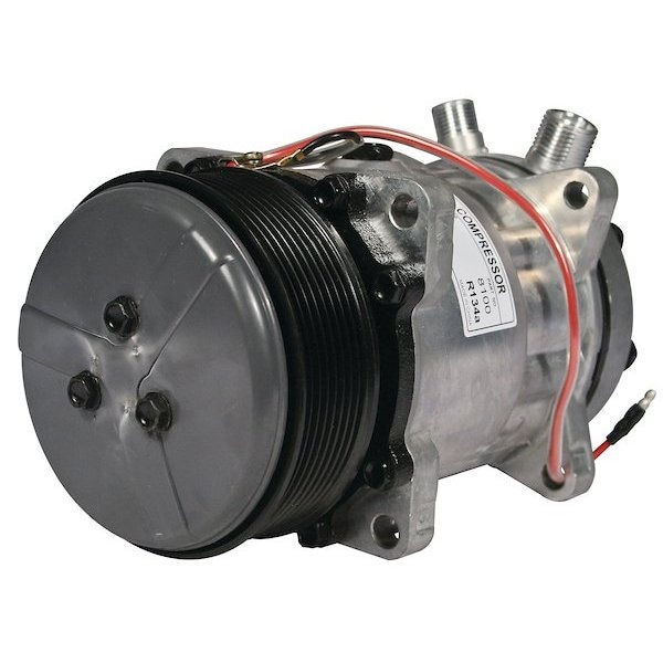 Compressor, New, Sanden Style w/ Clutch (8100) 7.6" x7.6" x10.7"
